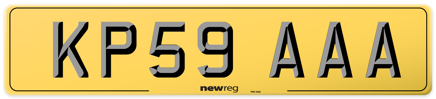KP59 AAA Rear Number Plate