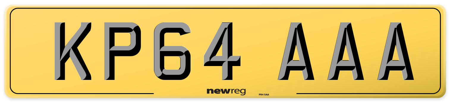 KP64 AAA Rear Number Plate