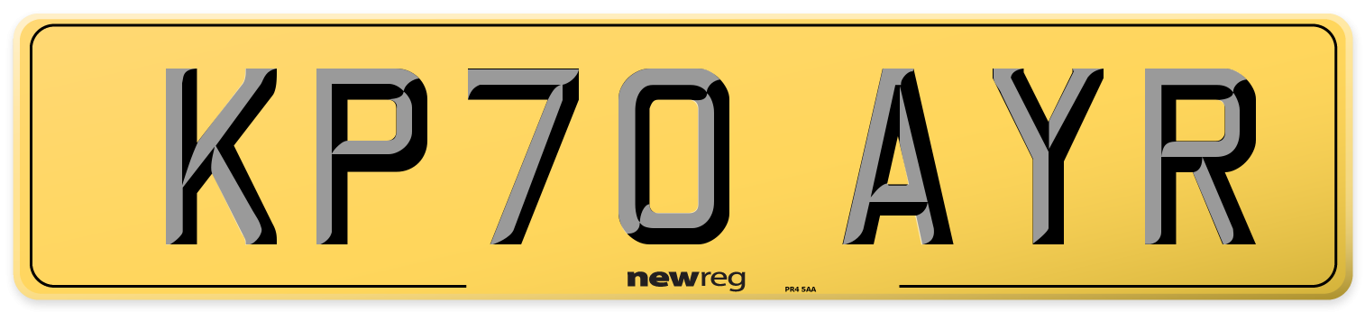 KP70 AYR Rear Number Plate