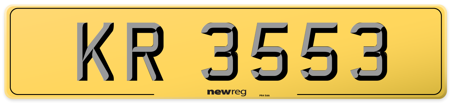 KR 3553 Rear Number Plate