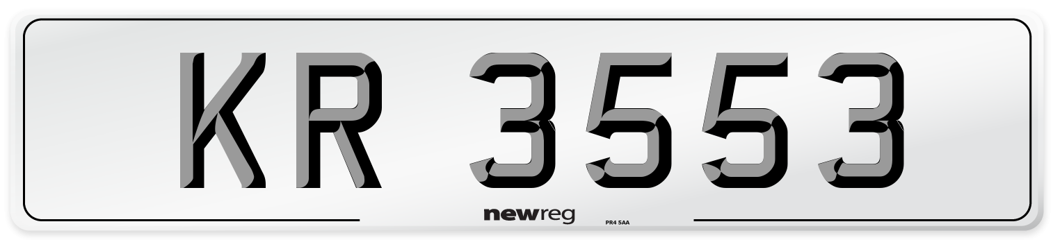 KR 3553 Front Number Plate