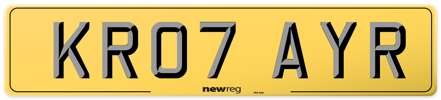 KR07 AYR Rear Number Plate