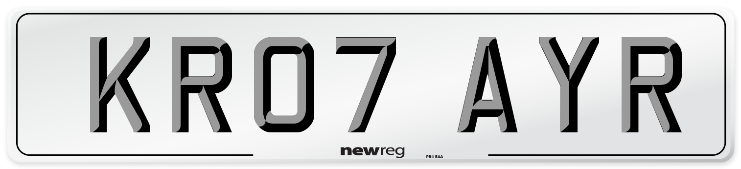 KR07 AYR Front Number Plate