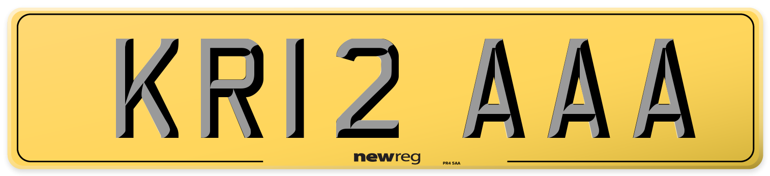 KR12 AAA Rear Number Plate