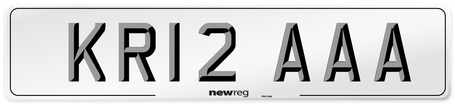 KR12 AAA Front Number Plate