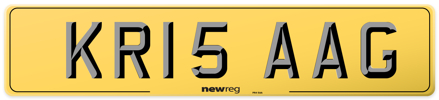 KR15 AAG Rear Number Plate