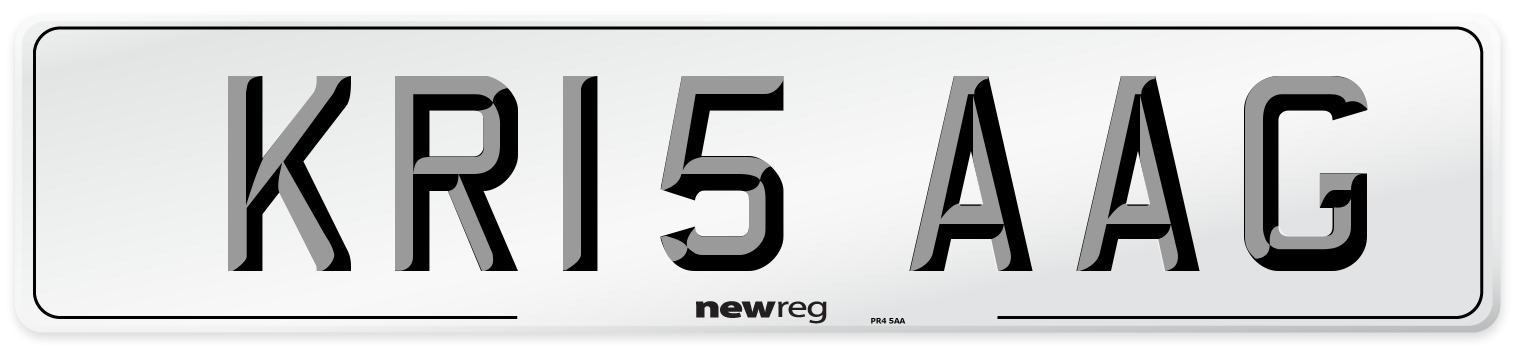 KR15 AAG Front Number Plate