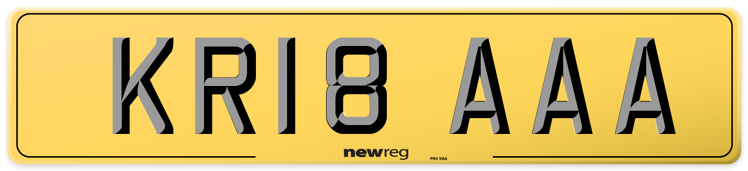 KR18 AAA Rear Number Plate