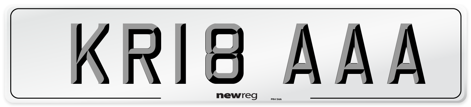 KR18 AAA Front Number Plate
