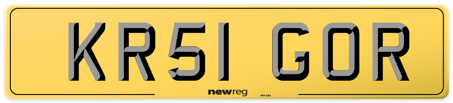 KR51 GOR Rear Number Plate