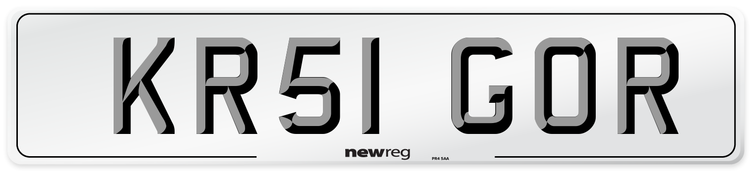 KR51 GOR Front Number Plate