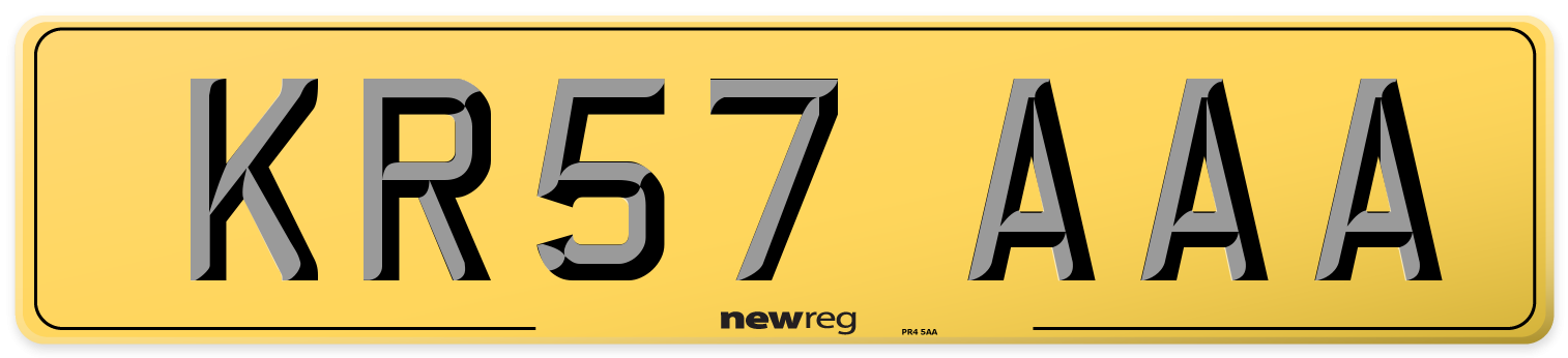 KR57 AAA Rear Number Plate