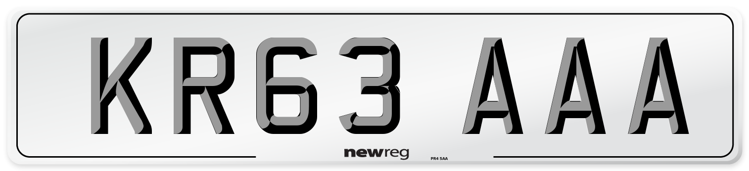 KR63 AAA Front Number Plate