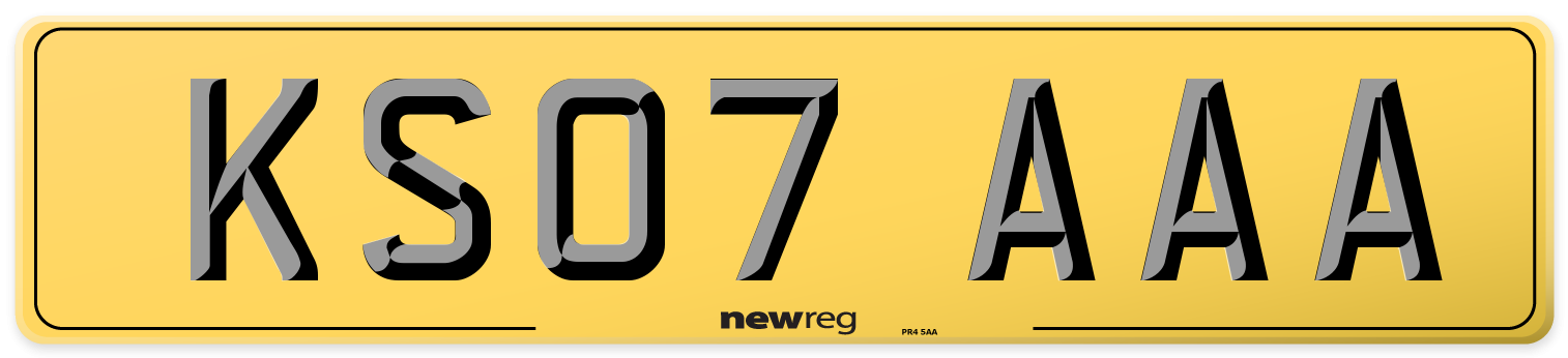 KS07 AAA Rear Number Plate