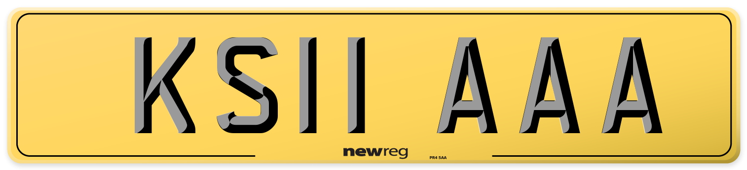 KS11 AAA Rear Number Plate