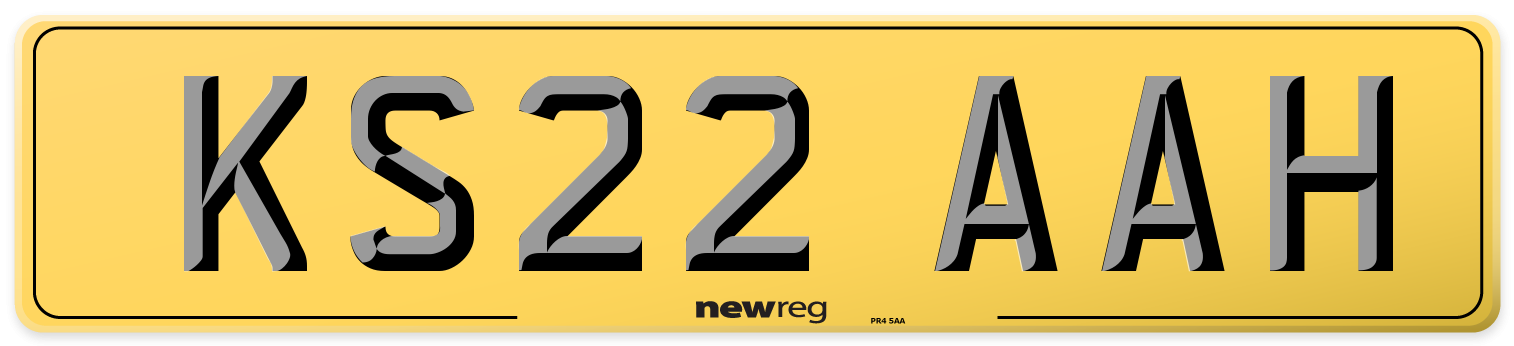 KS22 AAH Rear Number Plate
