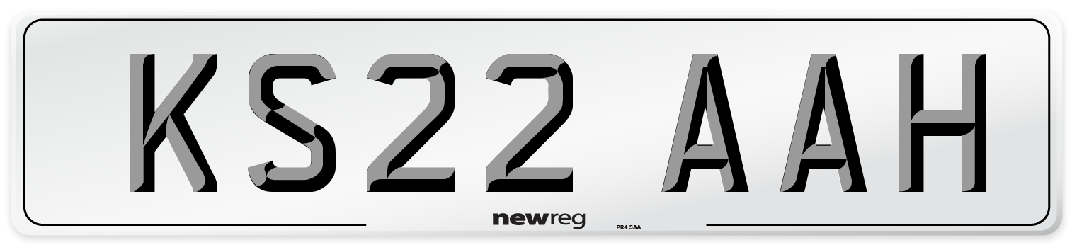 KS22 AAH Front Number Plate