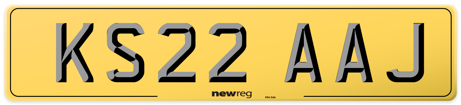 KS22 AAJ Rear Number Plate