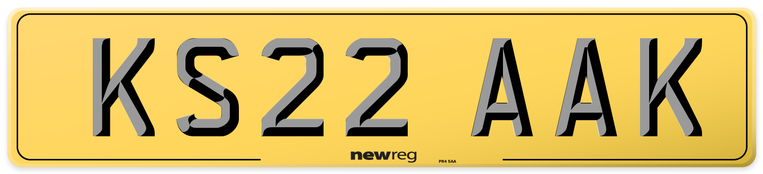 KS22 AAK Rear Number Plate