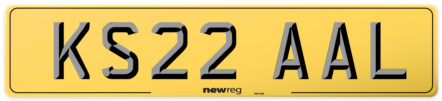 KS22 AAL Rear Number Plate