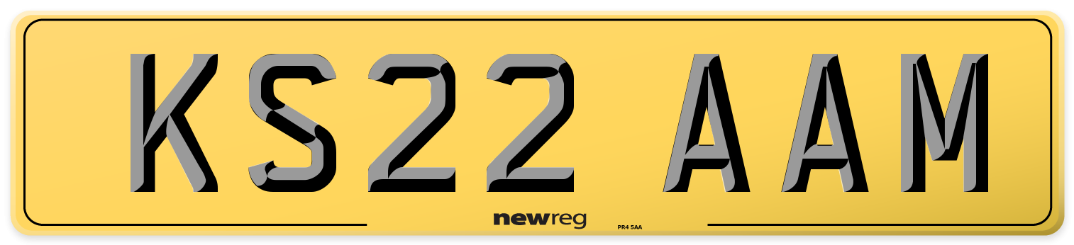 KS22 AAM Rear Number Plate