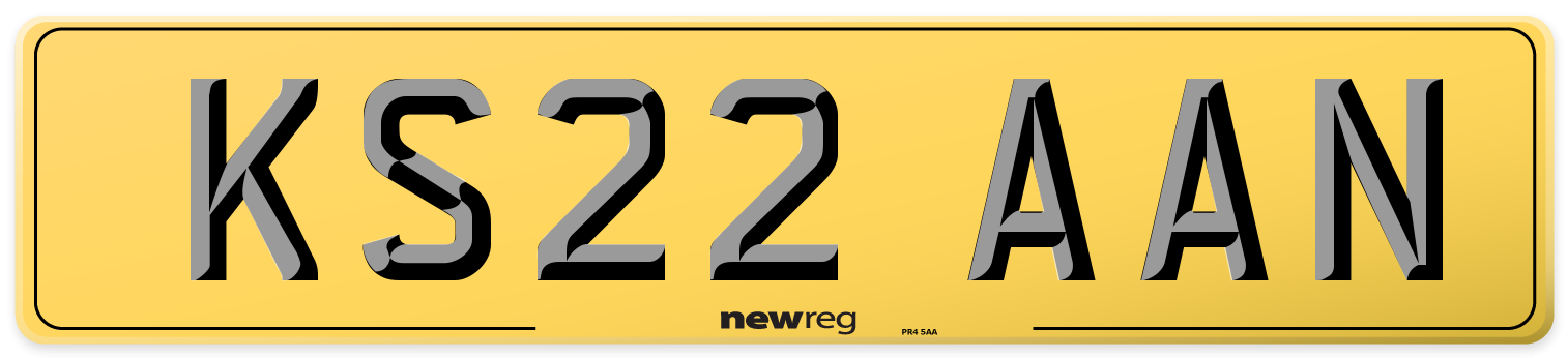 KS22 AAN Rear Number Plate