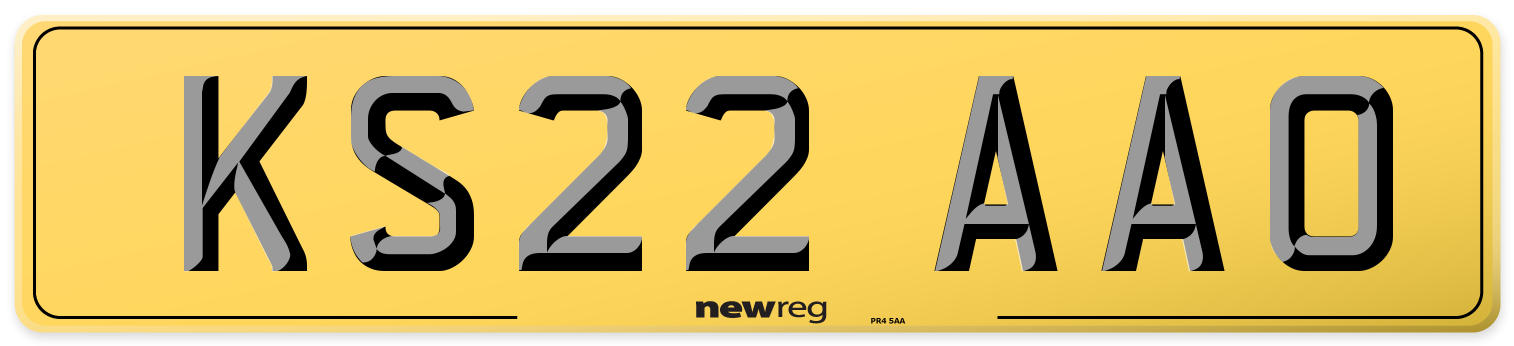 KS22 AAO Rear Number Plate