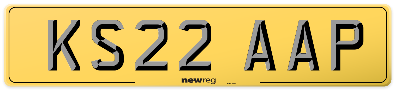KS22 AAP Rear Number Plate