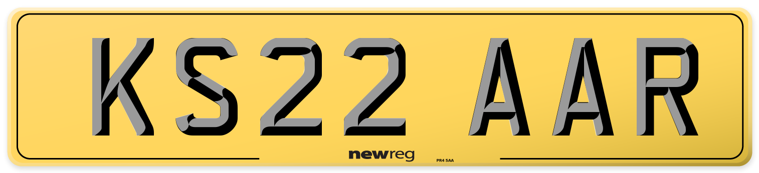 KS22 AAR Rear Number Plate