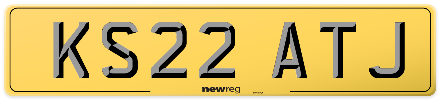 KS22 ATJ Rear Number Plate