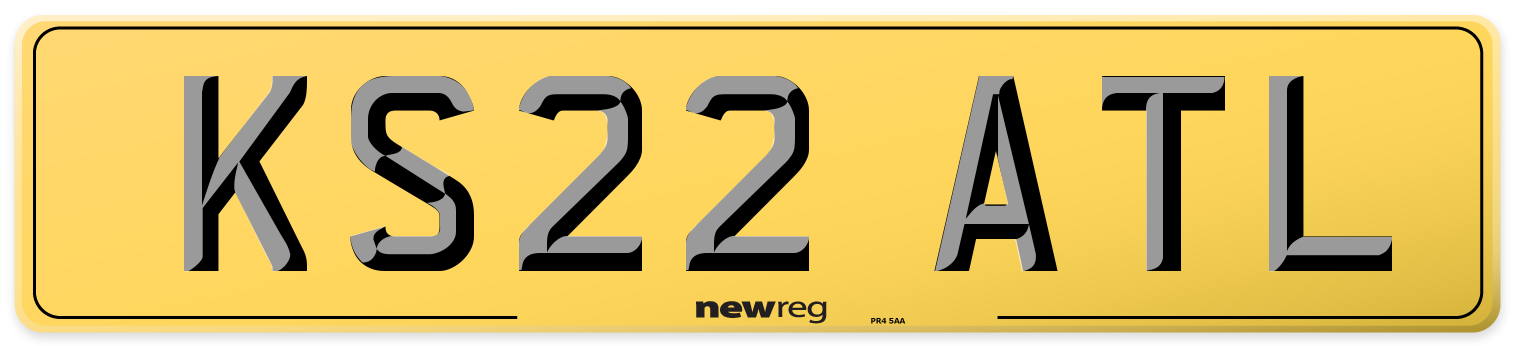 KS22 ATL Rear Number Plate