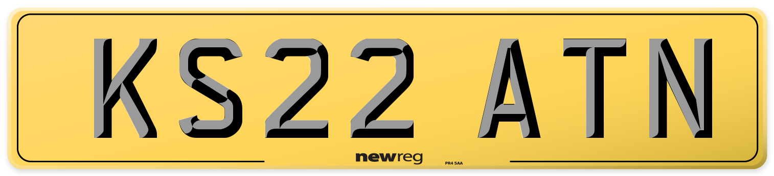 KS22 ATN Rear Number Plate