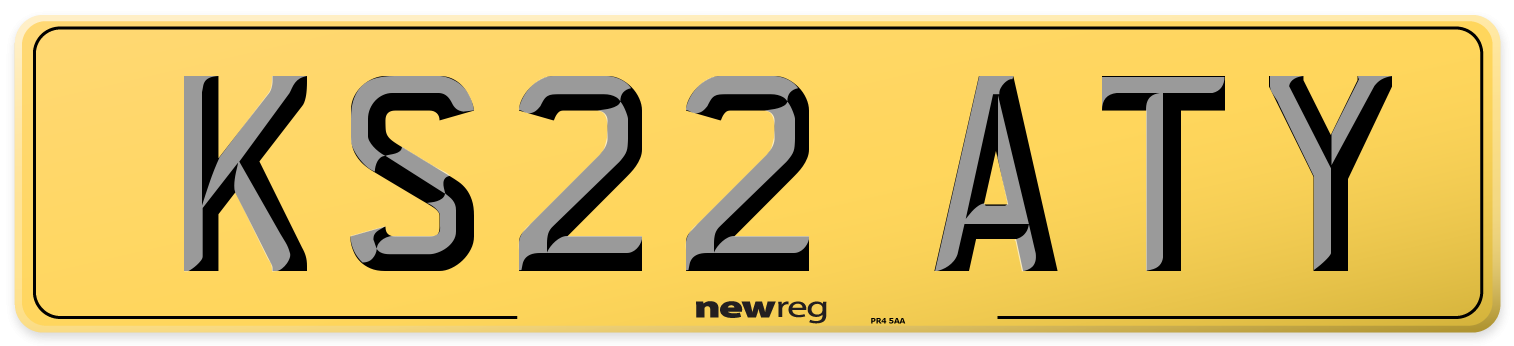 KS22 ATY Rear Number Plate