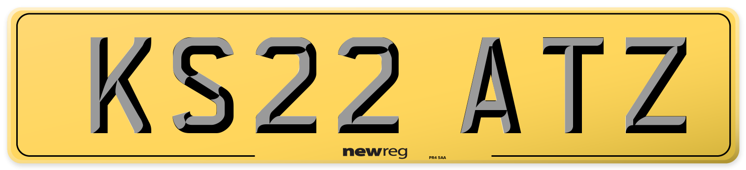 KS22 ATZ Rear Number Plate