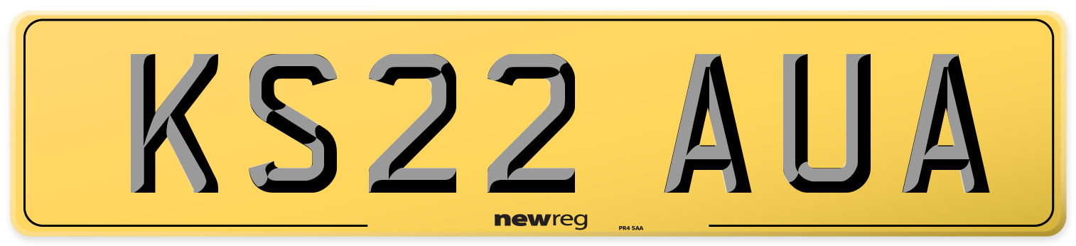 KS22 AUA Rear Number Plate