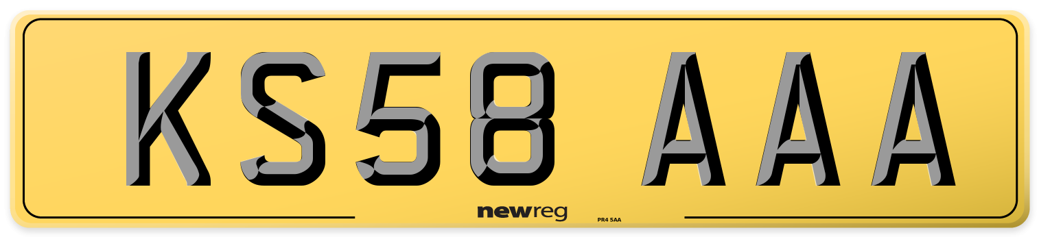 KS58 AAA Rear Number Plate