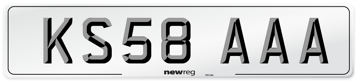 KS58 AAA Front Number Plate