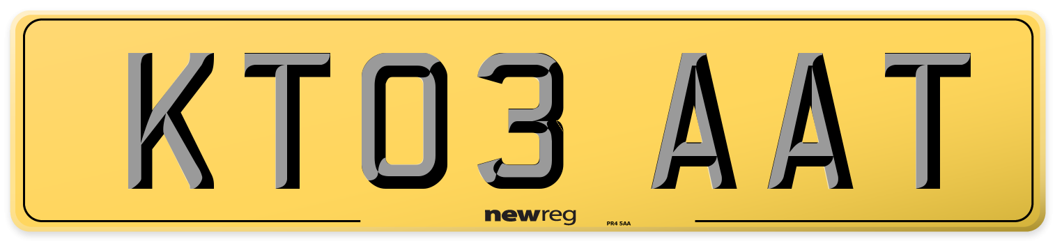 KT03 AAT Rear Number Plate