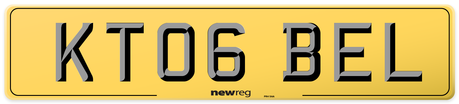 KT06 BEL Rear Number Plate