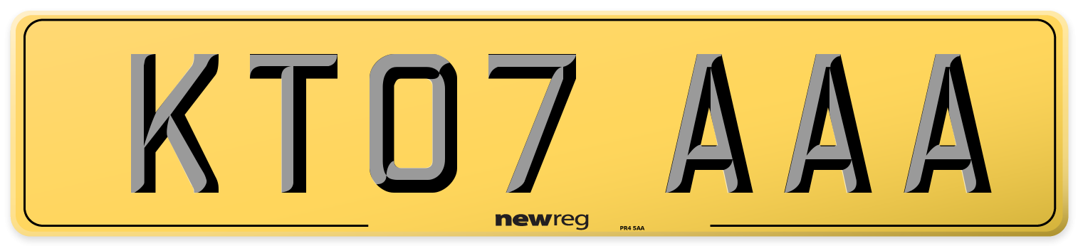 KT07 AAA Rear Number Plate