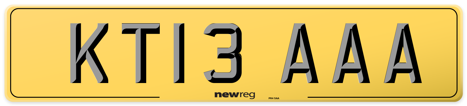 KT13 AAA Rear Number Plate