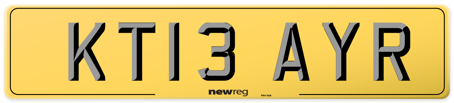 KT13 AYR Rear Number Plate