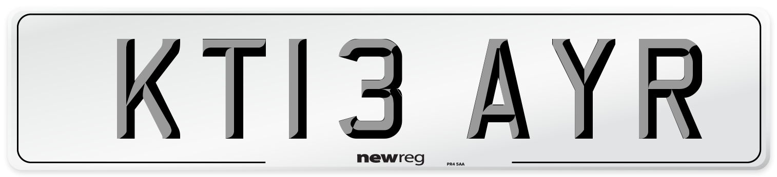 KT13 AYR Front Number Plate