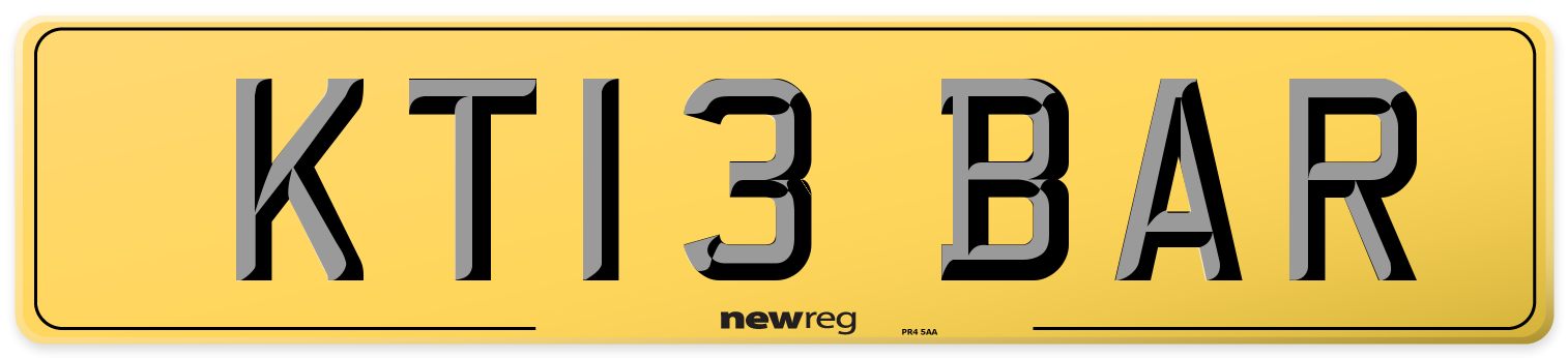 KT13 BAR Rear Number Plate