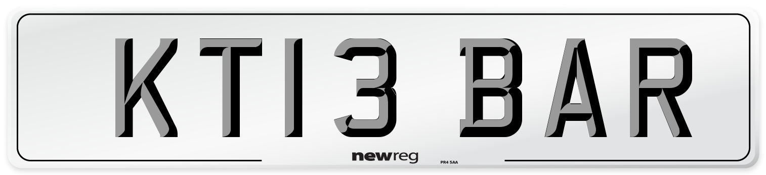 KT13 BAR Front Number Plate