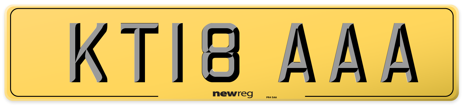 KT18 AAA Rear Number Plate