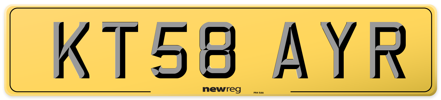 KT58 AYR Rear Number Plate