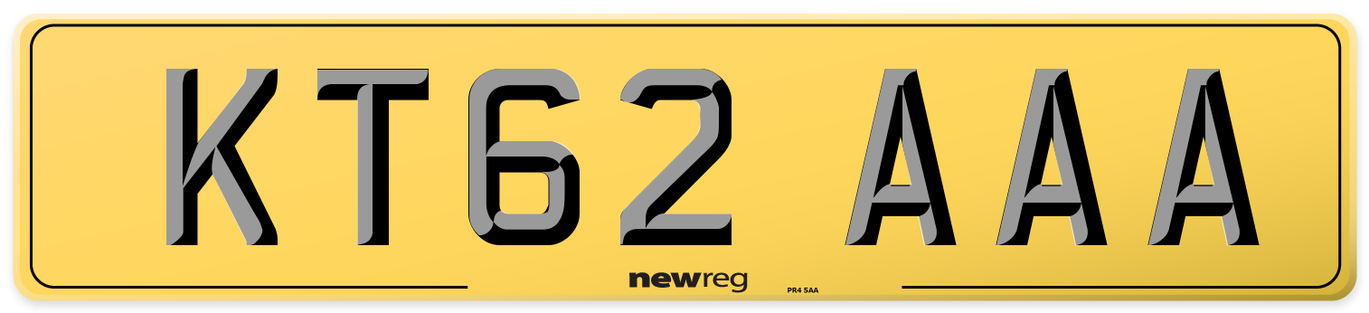 KT62 AAA Rear Number Plate