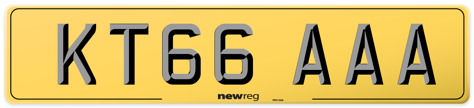 KT66 AAA Rear Number Plate