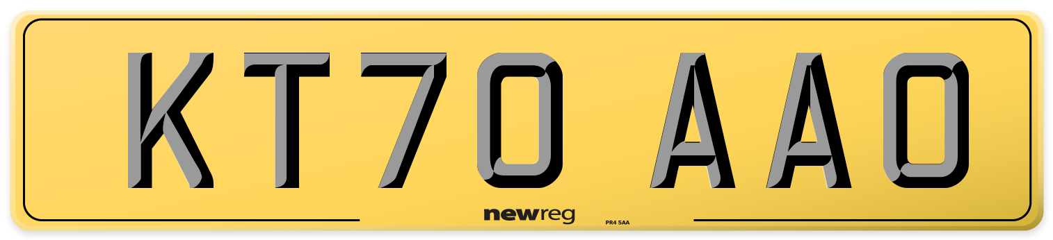 KT70 AAO Rear Number Plate